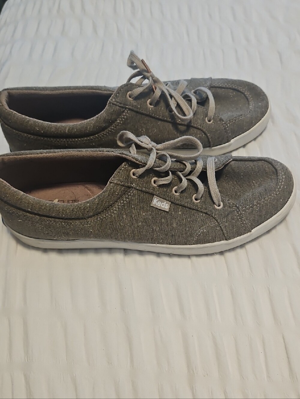 Keds Olive Grey Canvas Lace-Up Sneakers